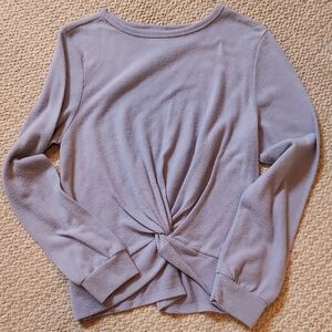 Belle Du Jour Light Blue Twist Front Sweatshirt